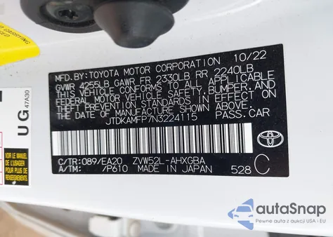 2022 Toyota Prius Prime Limited from USA, damaged, VIN JTDKAMFP7N3224115